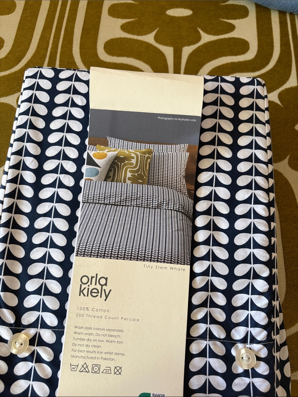 Orla Kiely Tiny Stem Navy & White Queen Bedding Set-EUC - Picture 2 of 11